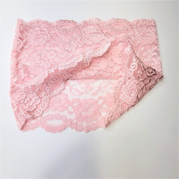 Pink See Through Elastic Lace Bandeau Strapless Lace Tube Top Lace Crop Top - Picture 3 of 9